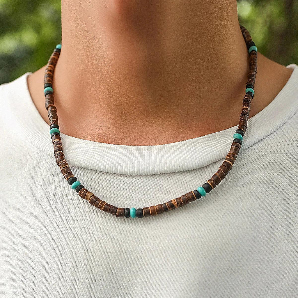 9 Styles Mens Summer Beach Wooden Beaded Surfer Necklace Simple Geometric Tribal Ethnic Handmade Chain Steampunk Male Jewelry