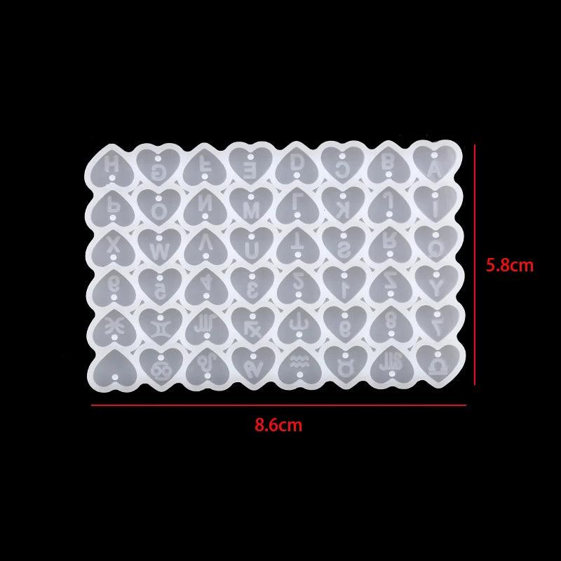 Square Heart Letter Number Silicone Molds Charms Pendant Epoxy Resin Alphabet Bead Mold for DIY Bracelet Jewelry Making Supplies