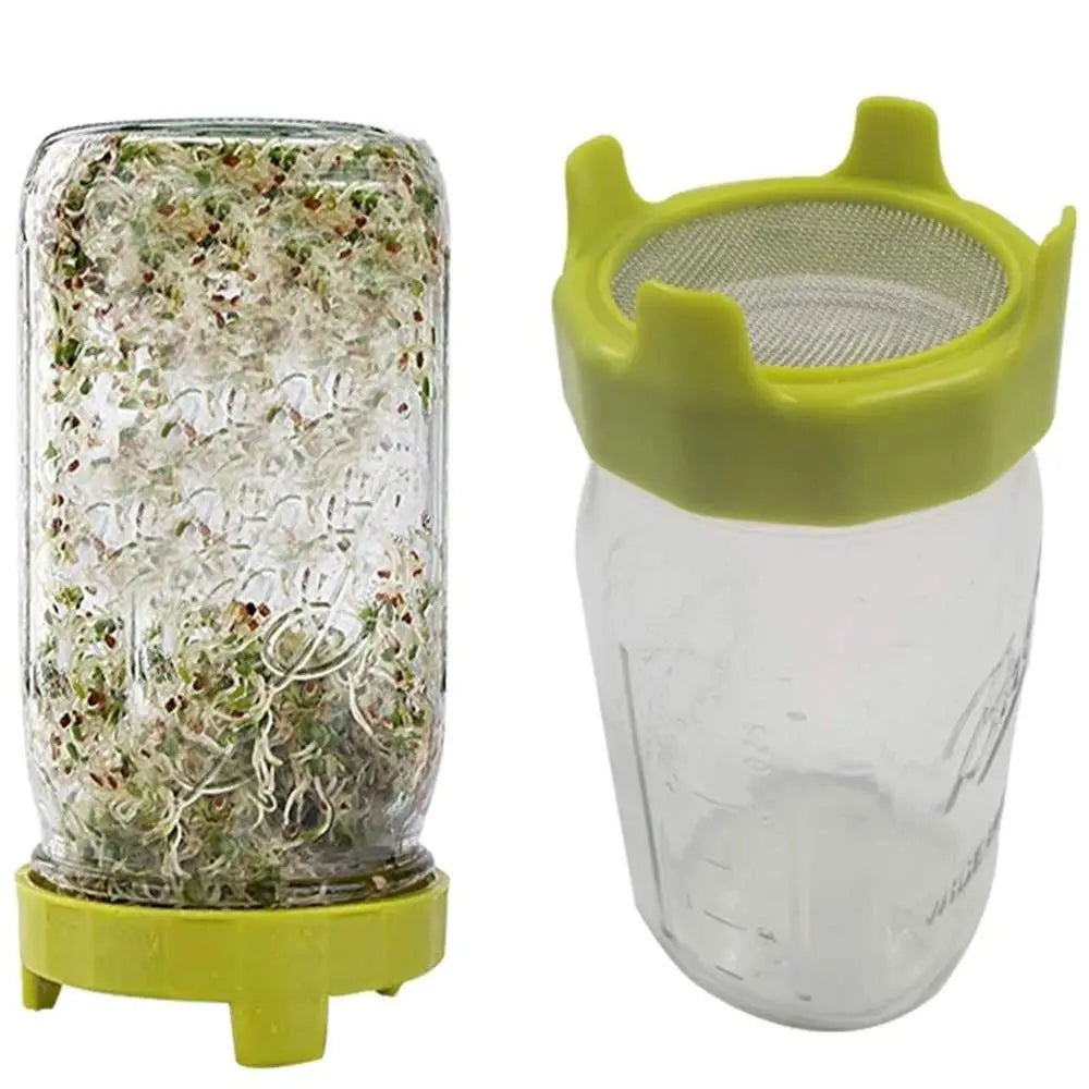 2pcs Plastic Sprouting Lid Mesh Sprout Cover Seed Crop Germination Vegetable Plastic Sealing Ring Lid for Mason Jar