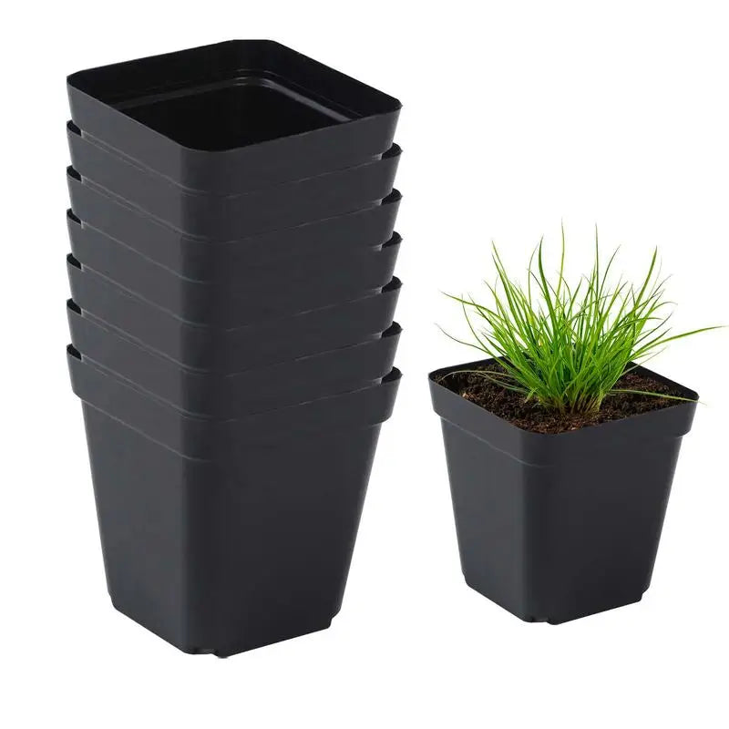 50pcs Starter Pots Plant Nursery Pots Seed Starting Pots Plastic Flower Plant Container Seedling Cups Square Black Seedling Pots