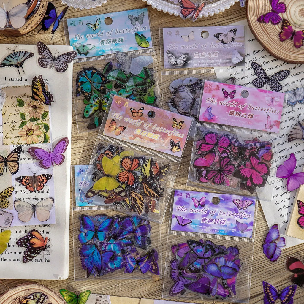 40 pcs/pack Butterfly Garden Sticker Waterproof PET sticker Decorative Scrapbooking material hand made DIY Junk Journal Supplies