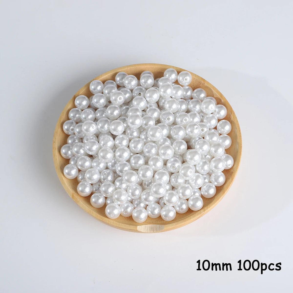 3-20mm 10-1000pcs straight hole ABS imitation pearl beige white bracelet with round beads for DIY craft jewelry making products