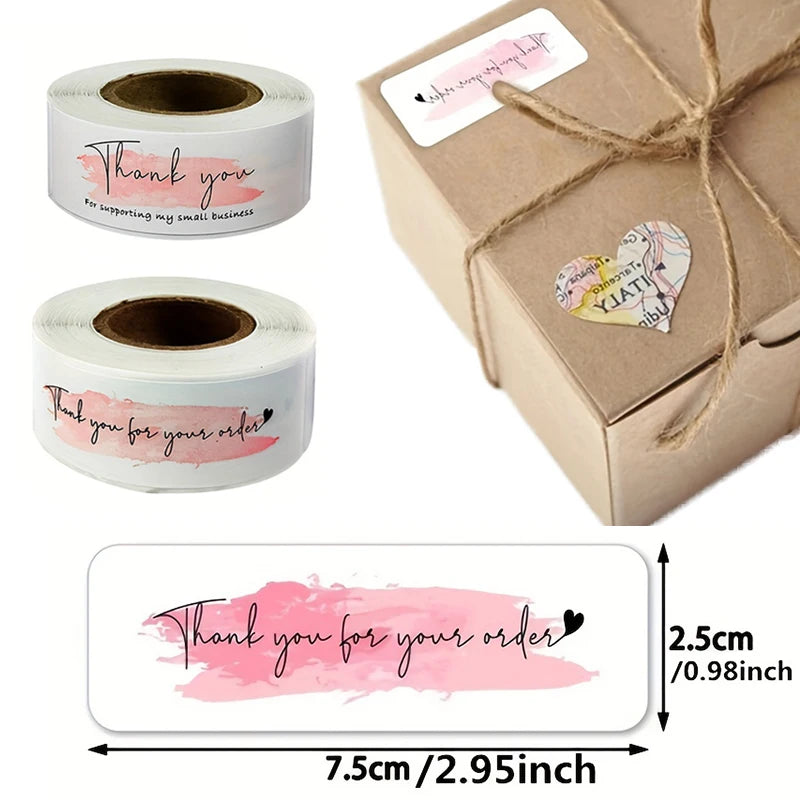 120Pcs Pink "thank You for Your Order"" Sticker for Supporting Your Business Package Sealing Labels"