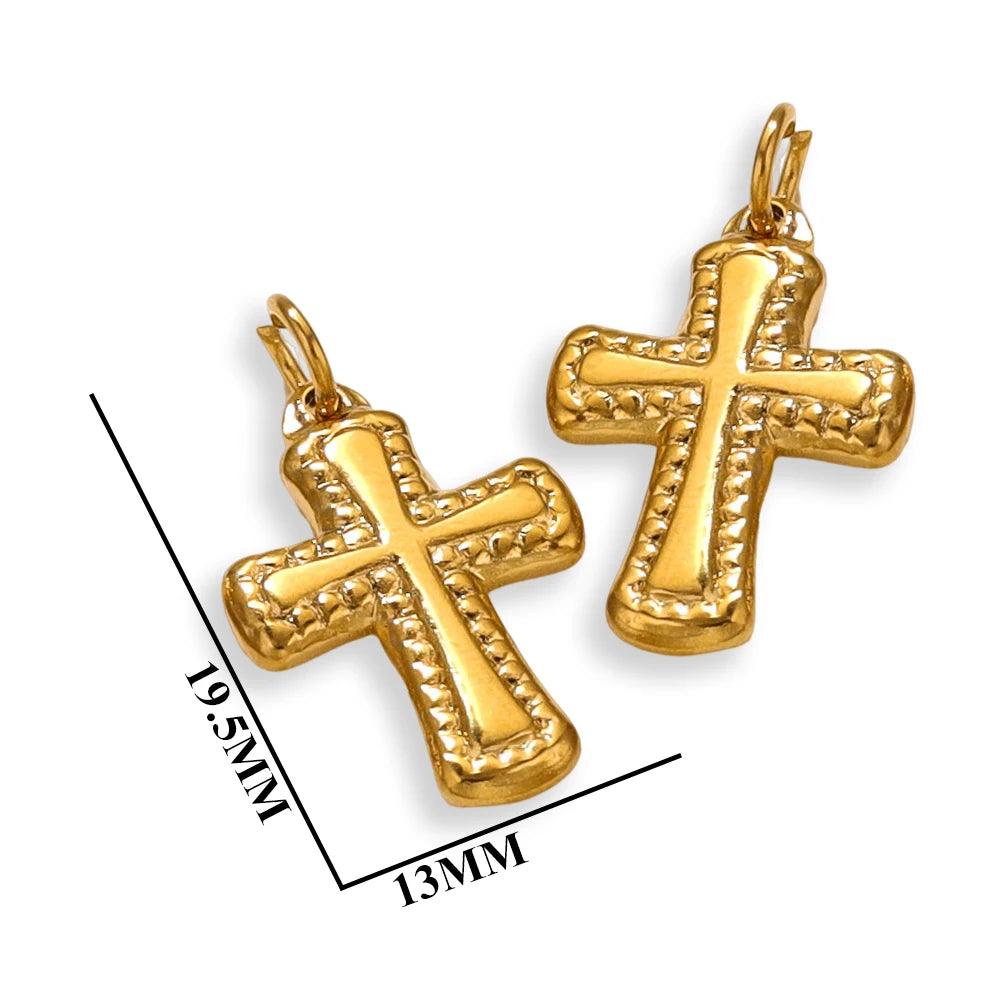 2PCS Stainless Steel Cross Pendant with Open Ring Exquisite Vintage Solid DIY Charms Necklace Bag Jewelry Making