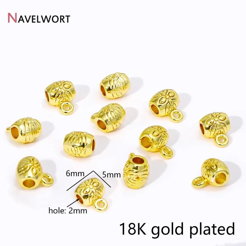 18K Gold Plated Tube Pendant Bail With Perpendicular Ring,Bailes For Jewelry,Brass Pendant Bail Connector,SupplIes For Jewelry