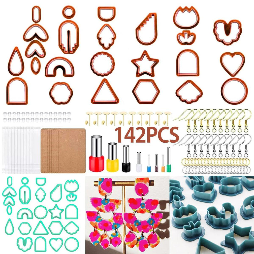 142Pcs Polymer Clay Cutter Set Earring Making Kit Different Shapes Craft Die DIY Handmade Kids Jewelry Making Clay Tools Mould