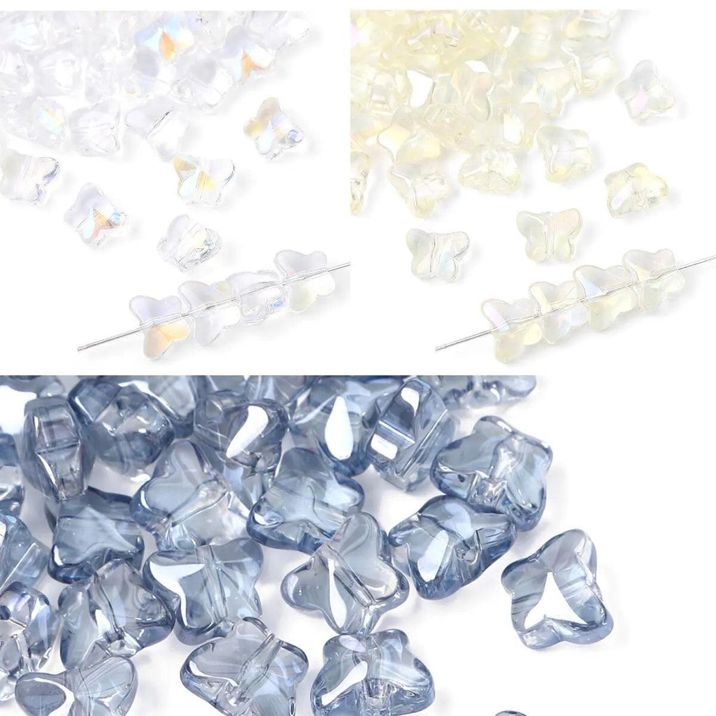 60pcs Glass Plated Butterfly Crystal Beads Loose Beads Handmade DIY Bracelet Necklace Earrings Jewelry Accessories