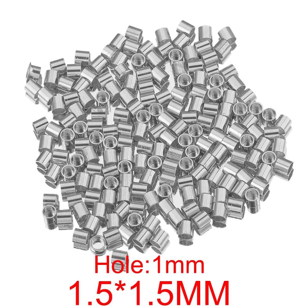 100-200pcs Stainless Steel Tube Crimp Beads Tiny Stopper Spacer Bead Cord End Caps for DIY Jewelry Craft Making Supplies