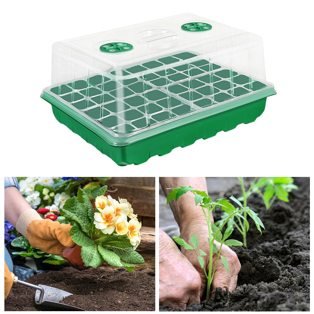 24/48 Holes Seedling Starter Trays with Humidity Dome Flower Plant Seed Grows Box for Seeds Growing Starting