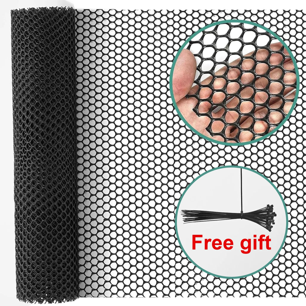 Heavy-Duty Plastic Chicken Black Wire Fence Mesh for Gardening, Barrier Netting, Poultry Dogs Rabbit Fencing