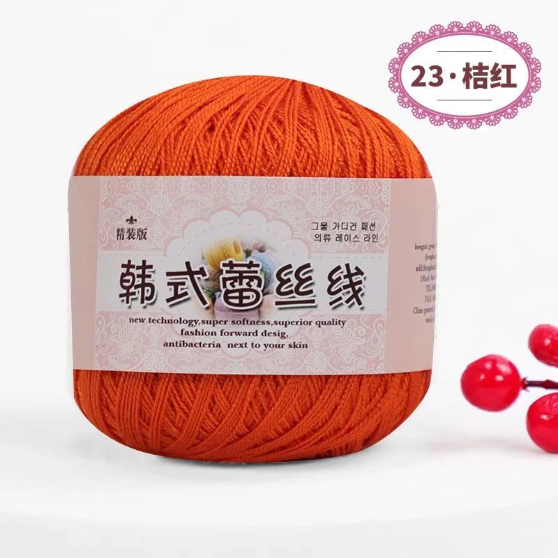 Pure Cotton Lace Crochet Thread No 8 Ice Silk 50g Yarn