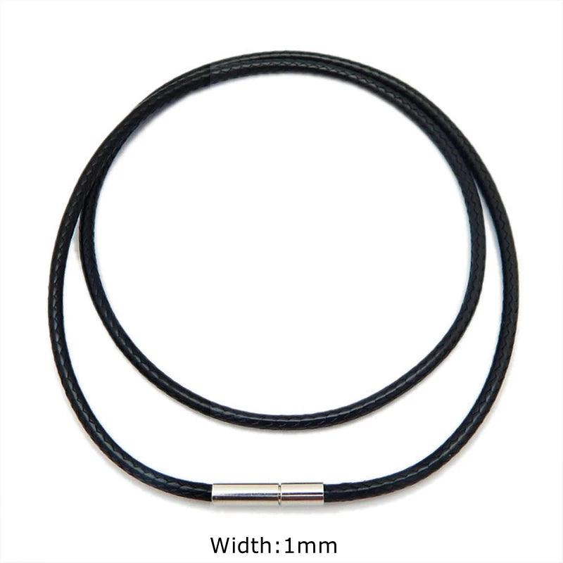 1/1.5/2mm Black Waterproof Leather Cord Necklace Braided Wax Rope Chain Sting With Stainless Steel Clasp for Men Women Jewelry