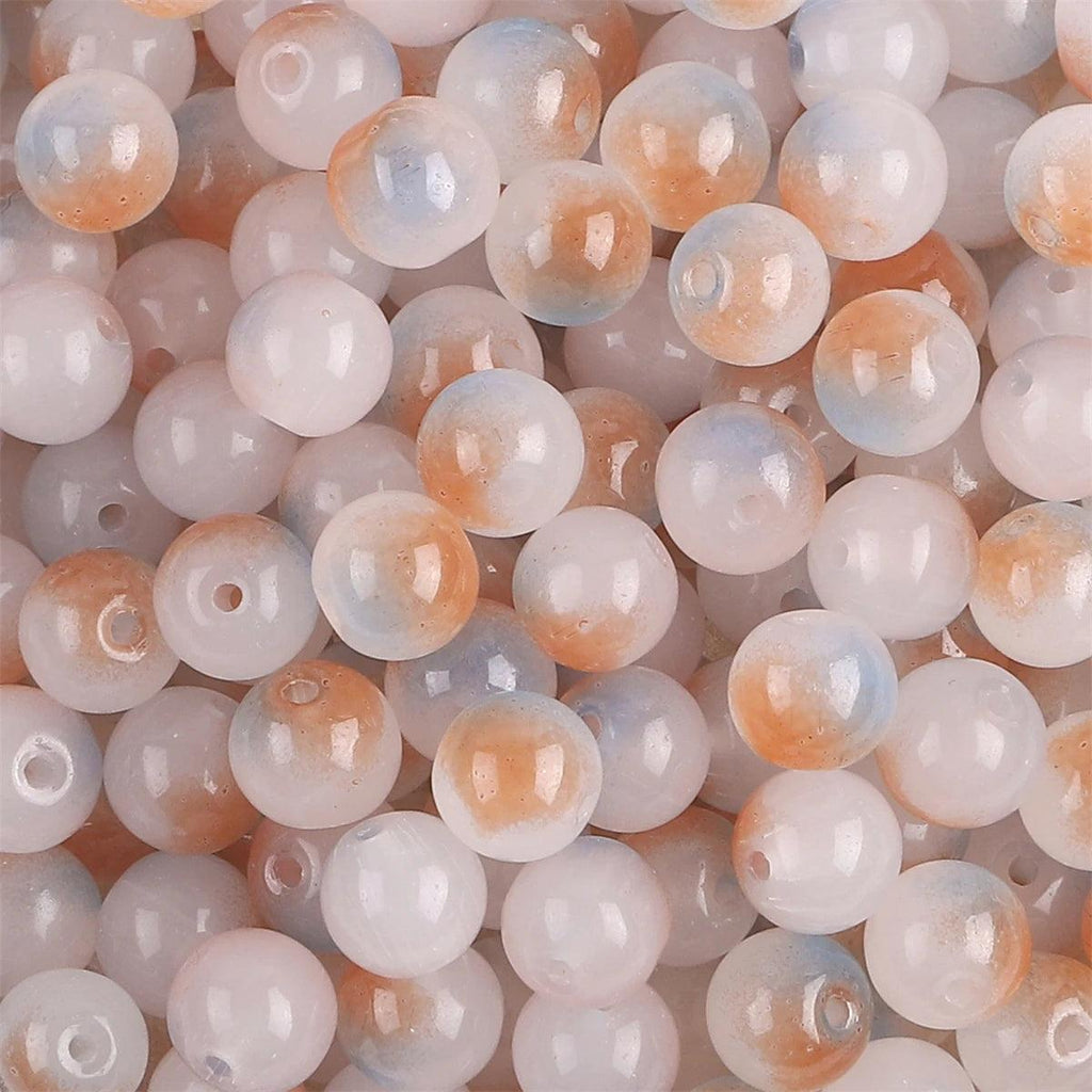 50pcs 8mm Glass Imitation Jade Bead Gradient Double Color Round Bead Handmade DIY Bracelet Necklace Jewelry Making Loose Bead Ma