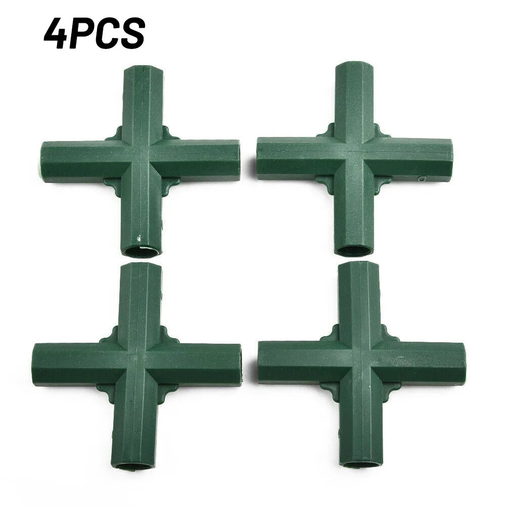 4Pcs 16mm Plastic Greenhouse Frame Building Connectors Green Outdoor Garden Structure Pole Joints Adapter DIY 3 Way Bracket