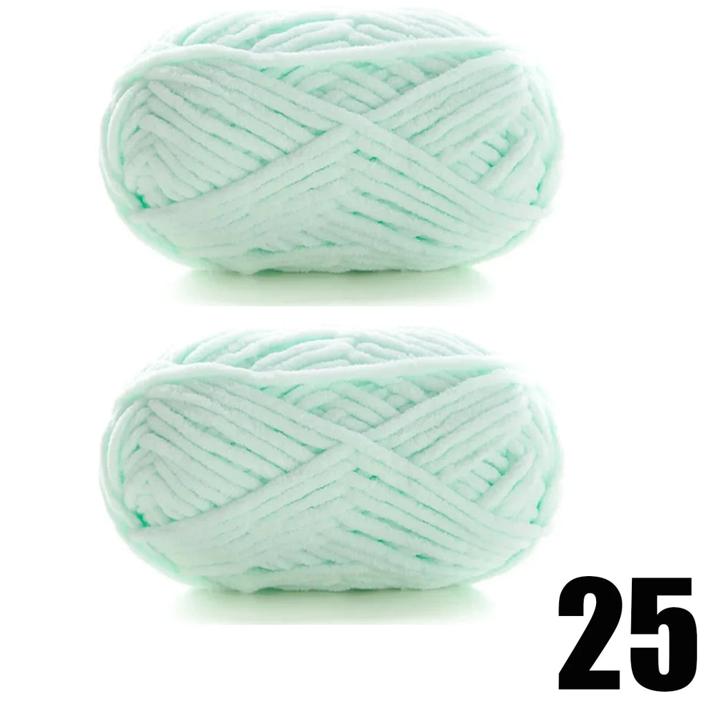 Thick Velvet Yarn 2pcs 50g Soft Chenille Knitting Yarn for DIY Scarves and Hats