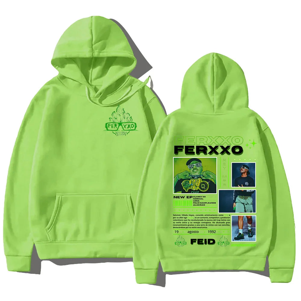 Rapper Feid Ferxxo Hoodies 90s Vintage Hip Hop Style Sweatshirt Unisex Fashion Casual Fleece Hooded New  Aesthetic Streetwear