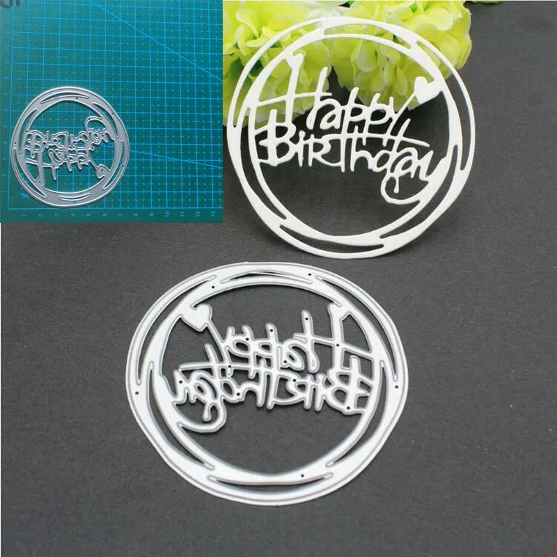 Metal Cutting Dies Happy Birthday Mold Scrapbooking Decoration Paper Knife Mould Blade Punch Template Embossing Stencils