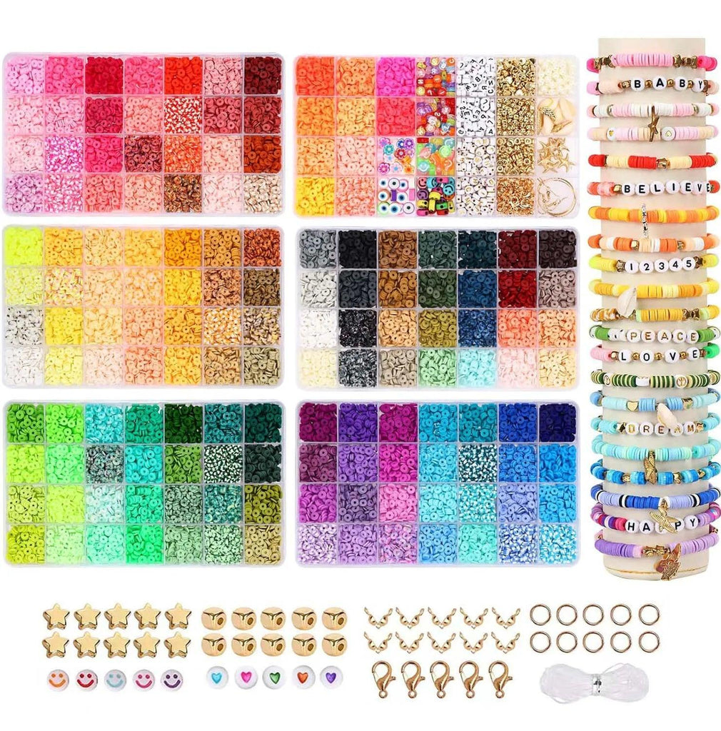 3500pcs Clay Beads Bracelet Making Kit includes Loose Beads and String for DIY Jewelry Craft for Girls