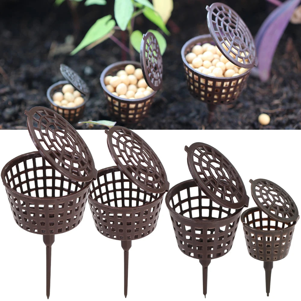 20PCS Bonsai Fertilizer Box Mini Automatic Planting Basket Slow Release Fertilization Container w/ Cover Portable Nursery Pot