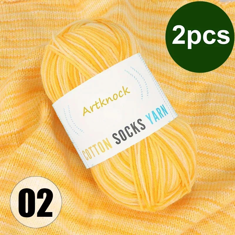 Colorful Milk Cotton Yarn For DIY Crochet Projects 2 Pcs