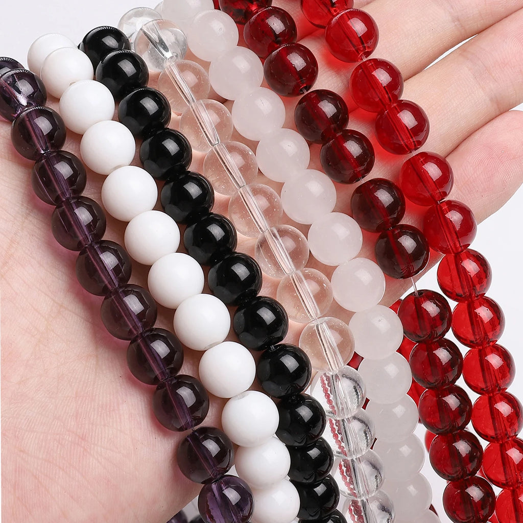 38cm1Str/Bag 4/6/8/10mm Round Glass Beads for Crafting DIY Bracelet Necklace Accessories