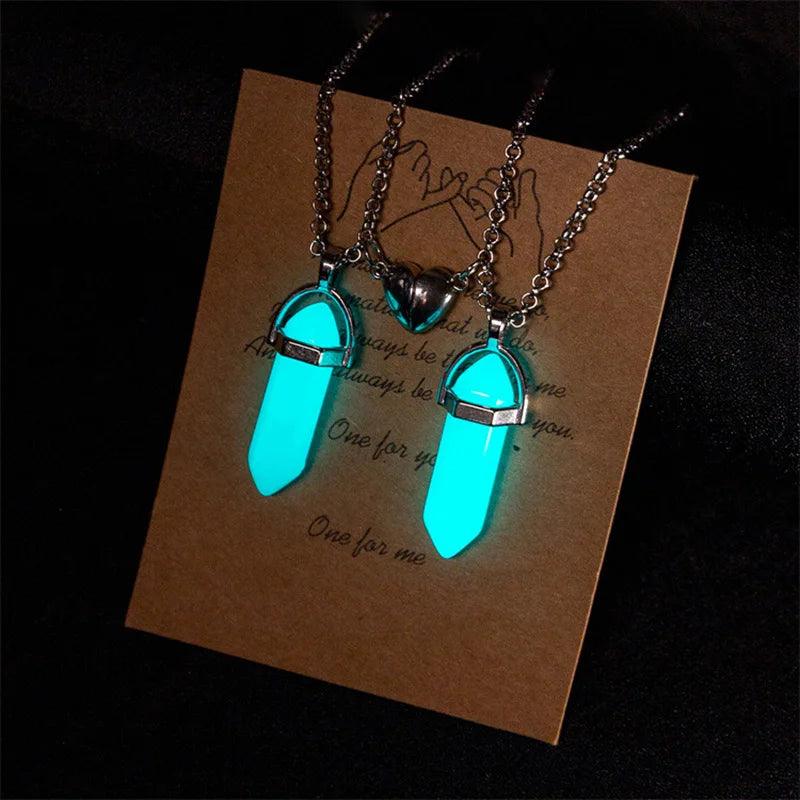 2PCS Magnetic Couple Matching Necklace 100 Languages I Love You Projection Sun Moon Heart Shape Magnet Paired Pendant Lover Gift