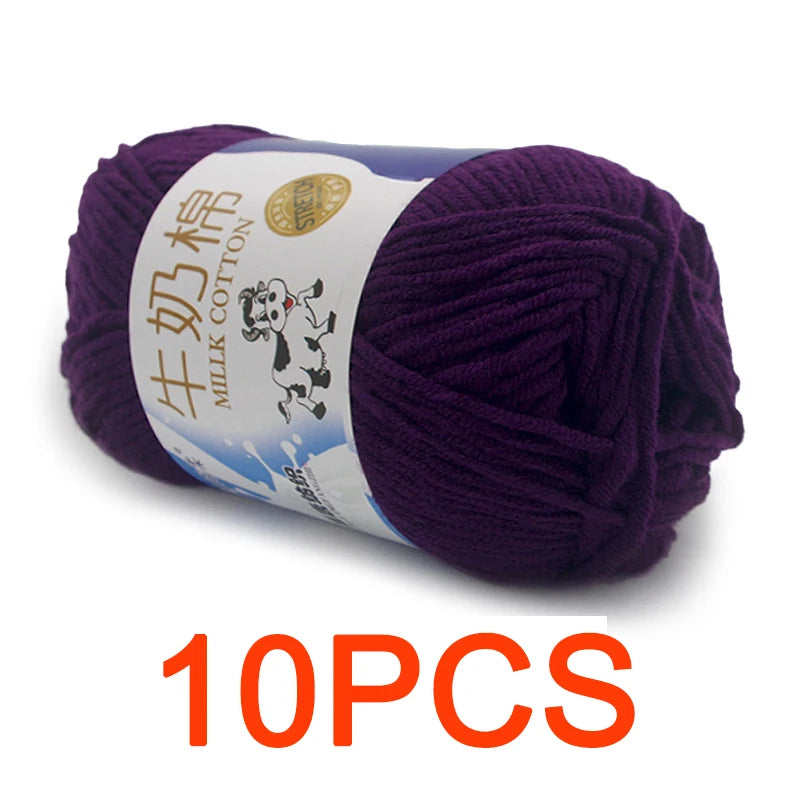 10 Pieces Milk Cotton Knitting Yarn Soft Warm Yarn for Hand Knitting and Crochet Projects