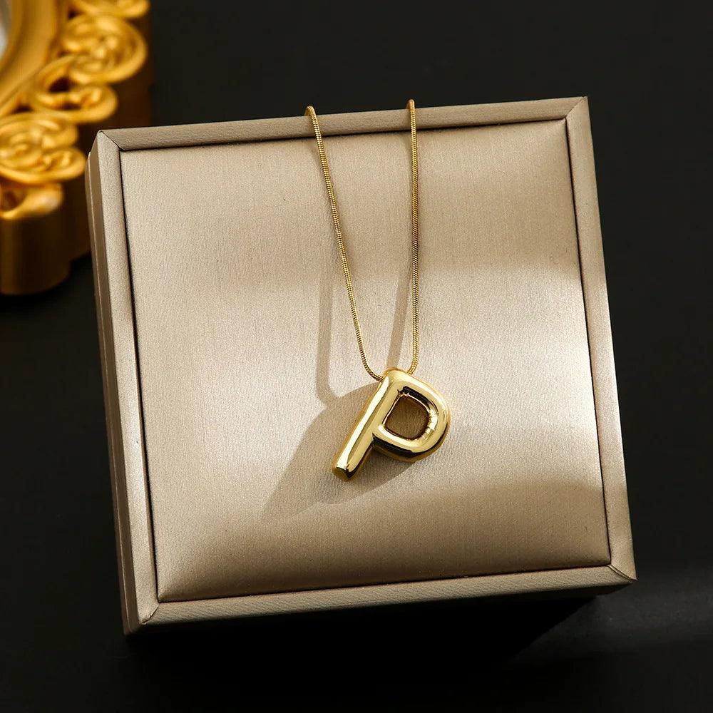 Hot Sale Stainless Steel 26 English Alphabet Necklace Pendant All-match Simple Clavicle Chain Jewelry
