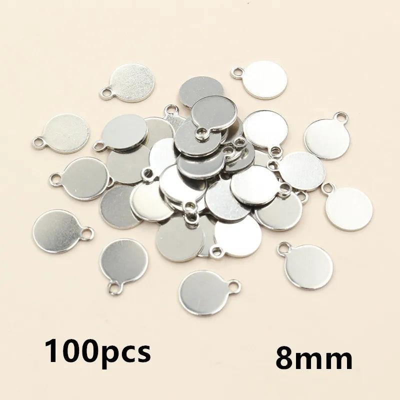 20-200pcs 6-25mm Stainless Steel Round Coin Charms Pendant DIY Jewelry Making Accessories Fingings for Necklace Bracelet