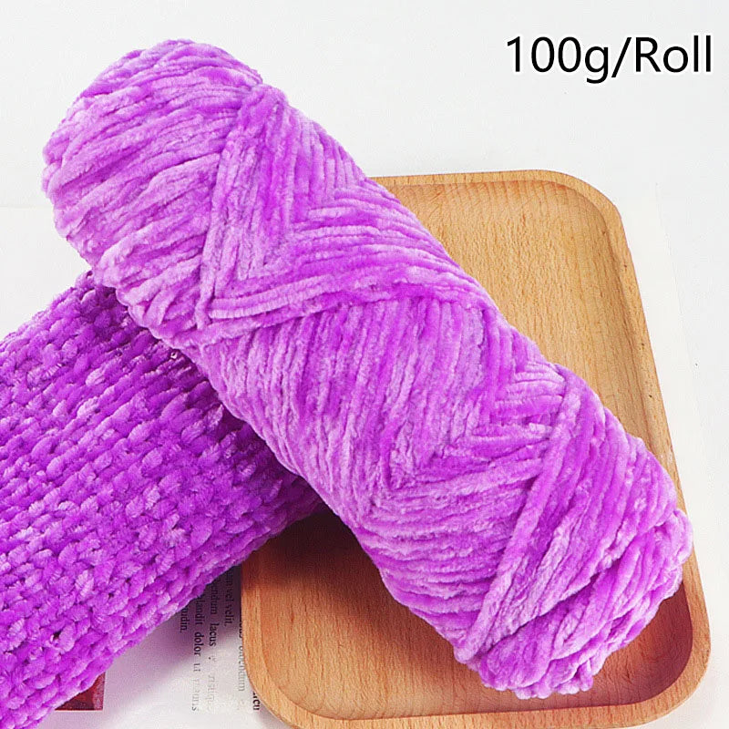 Chenille Gold Velvet Yarn Soft Warm Hand Knitted Crochet Thread for Scarves Hats and Sewing Accessories