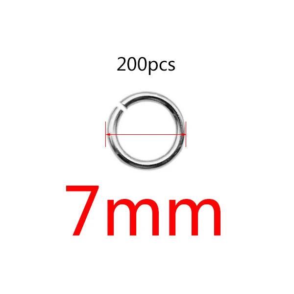 200pcs Stainless Steel Open Jump Rings 3/4/5/6/7/8/10mm Connector Split Rings for DIY Jewelry Making Supplies and Crafts
