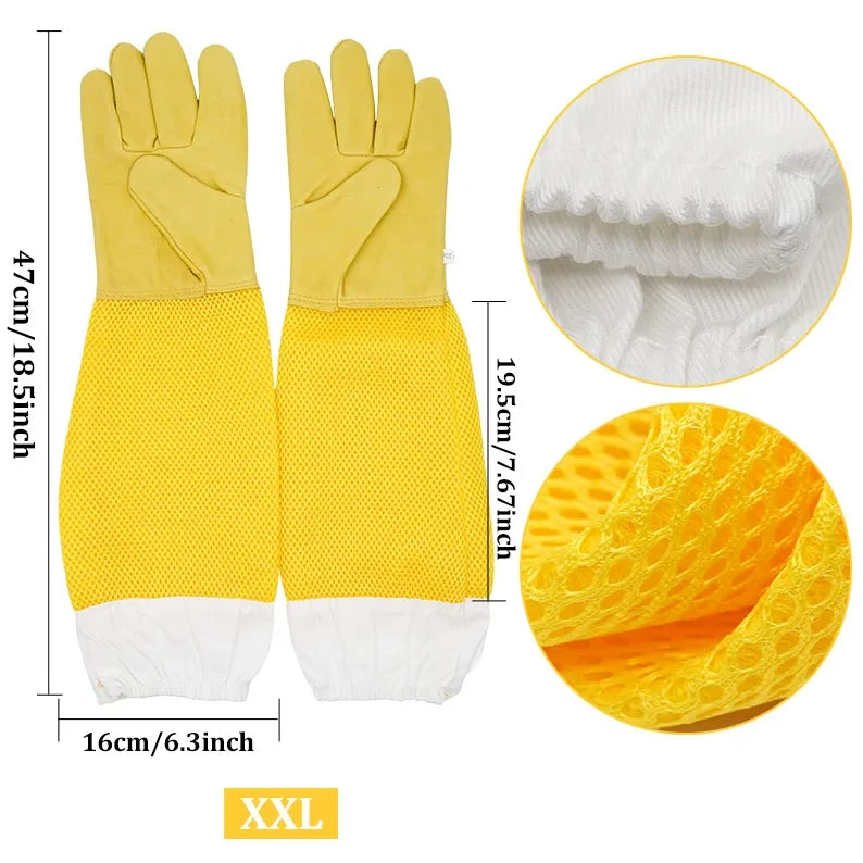 NEW Beekeeper Gloves Protective Sleeves Ventilated Professional Anti Bee For Bee Hive Apiculture Beekeeper Prevent Beehive Tools