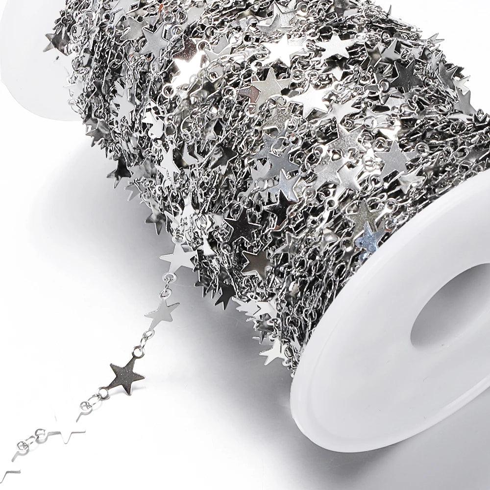 1meter stainless steel chains paper clip shape star chain for jewelry making DIY