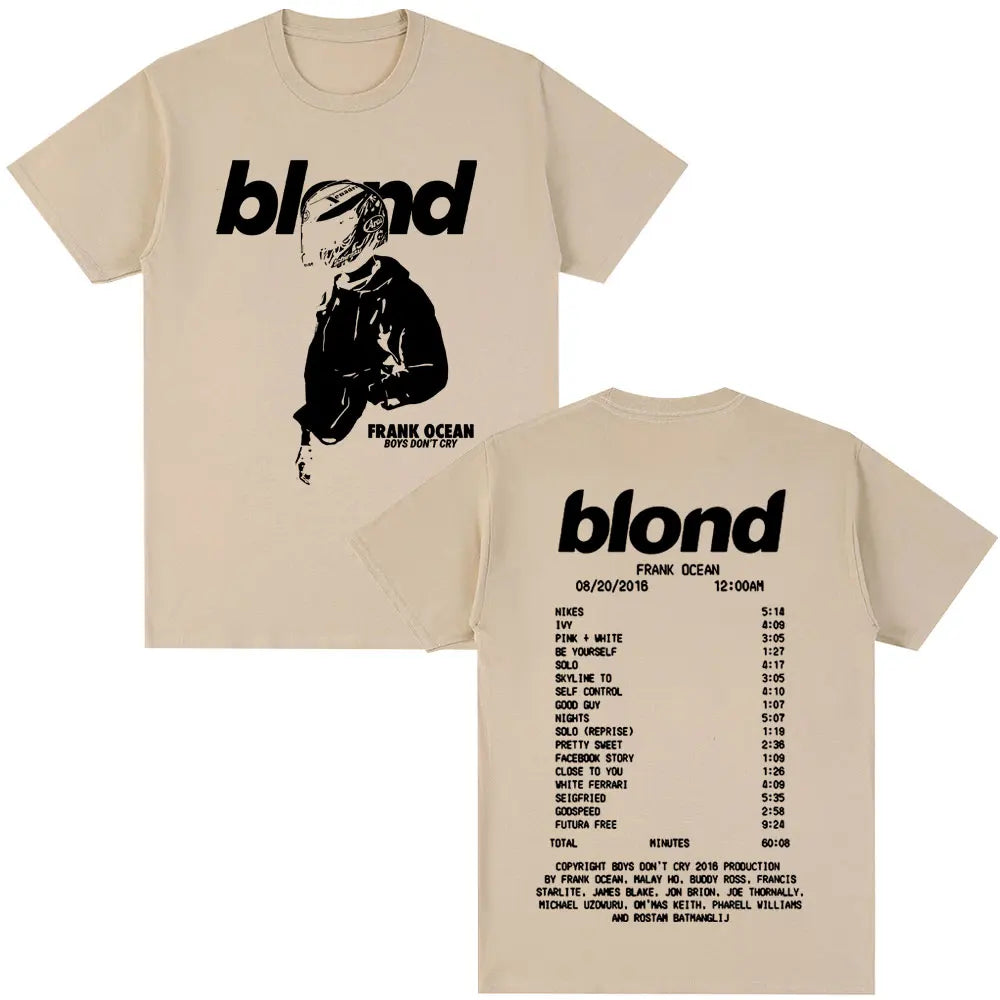 Rapper Frank Retro Graphic T Shirt for Men and Women Oversized Cotton Hip Hop Ocean Blond Album Fashion Tee