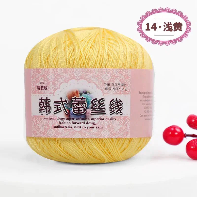 Pure Cotton Lace Crochet Thread No 8 Ice Silk 50g Yarn