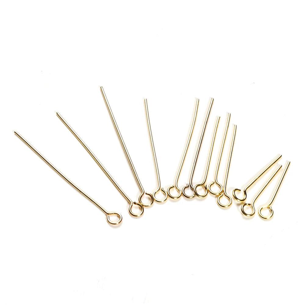 100Pcs 0.6mm Stainless Steel Water Gold Color Eye Pins Hooks DIY Earrings Findings for Handmade Crafts Jewelry Making 20/30mm