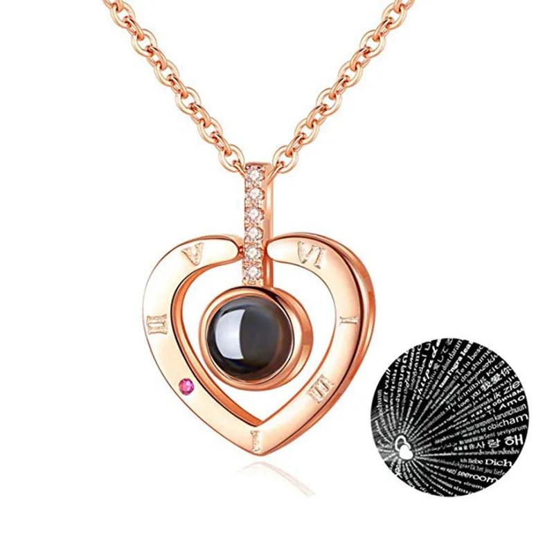 Projection Necklace 100 Languages I Love You Pendant Necklaces For Lover Girlfriend 2024 Creative Couple Romantic Jewelry Gifts