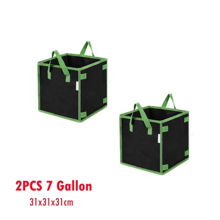 4/7/10 Gallon 2PCS Square Garden Plant Grow Bag Felt Potato Vegetable Flower Planter Pot Nowoven Eco-Friendly Growing Bags