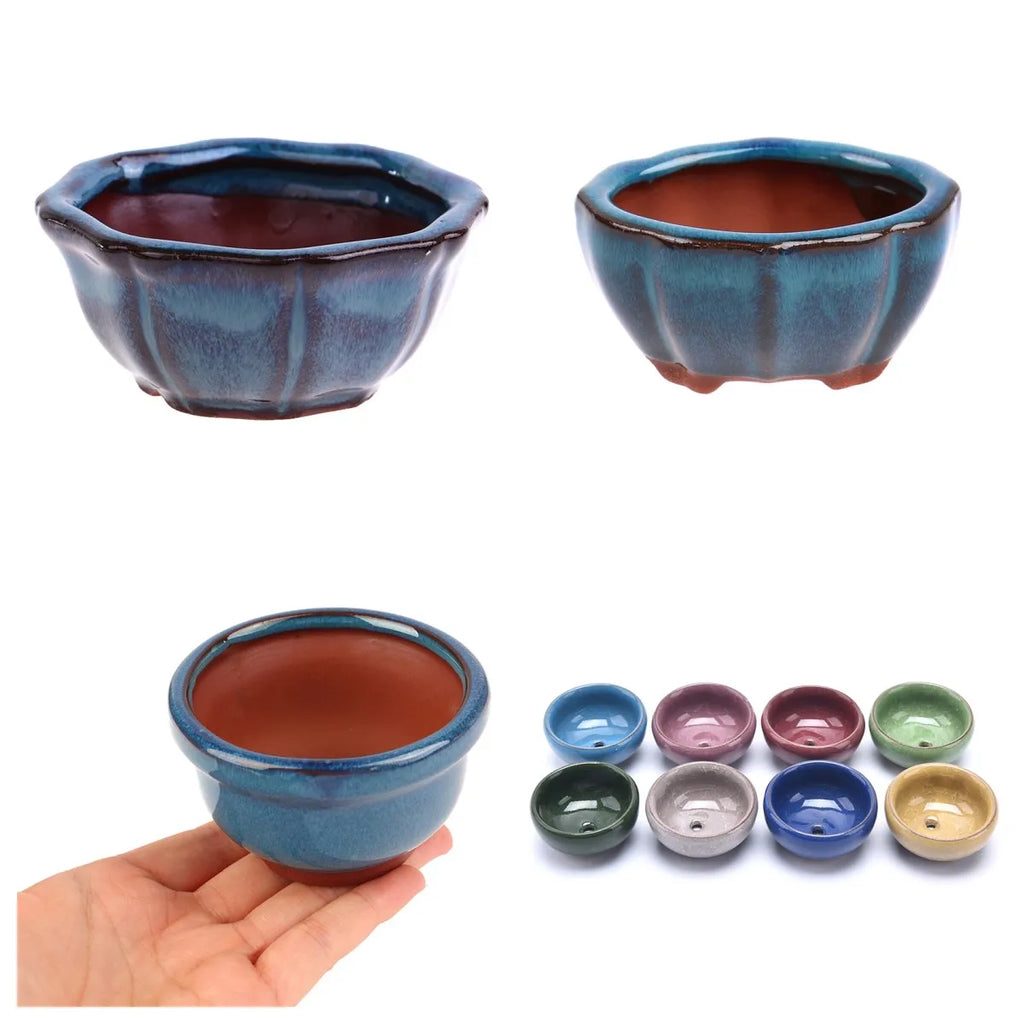 1pcs Chinese Style Bonsai Flowerpot Ventilate Purple Sands Ceramic Craft Plant Pot Planter For Home Office Desk