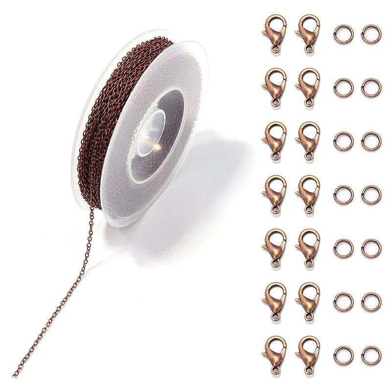 3 m/Roll Metal Iron Cross Chain Set Oval Link Chains Roll for Jewelry Making DIY Bracelet Necklace Decoration Metal Accessories