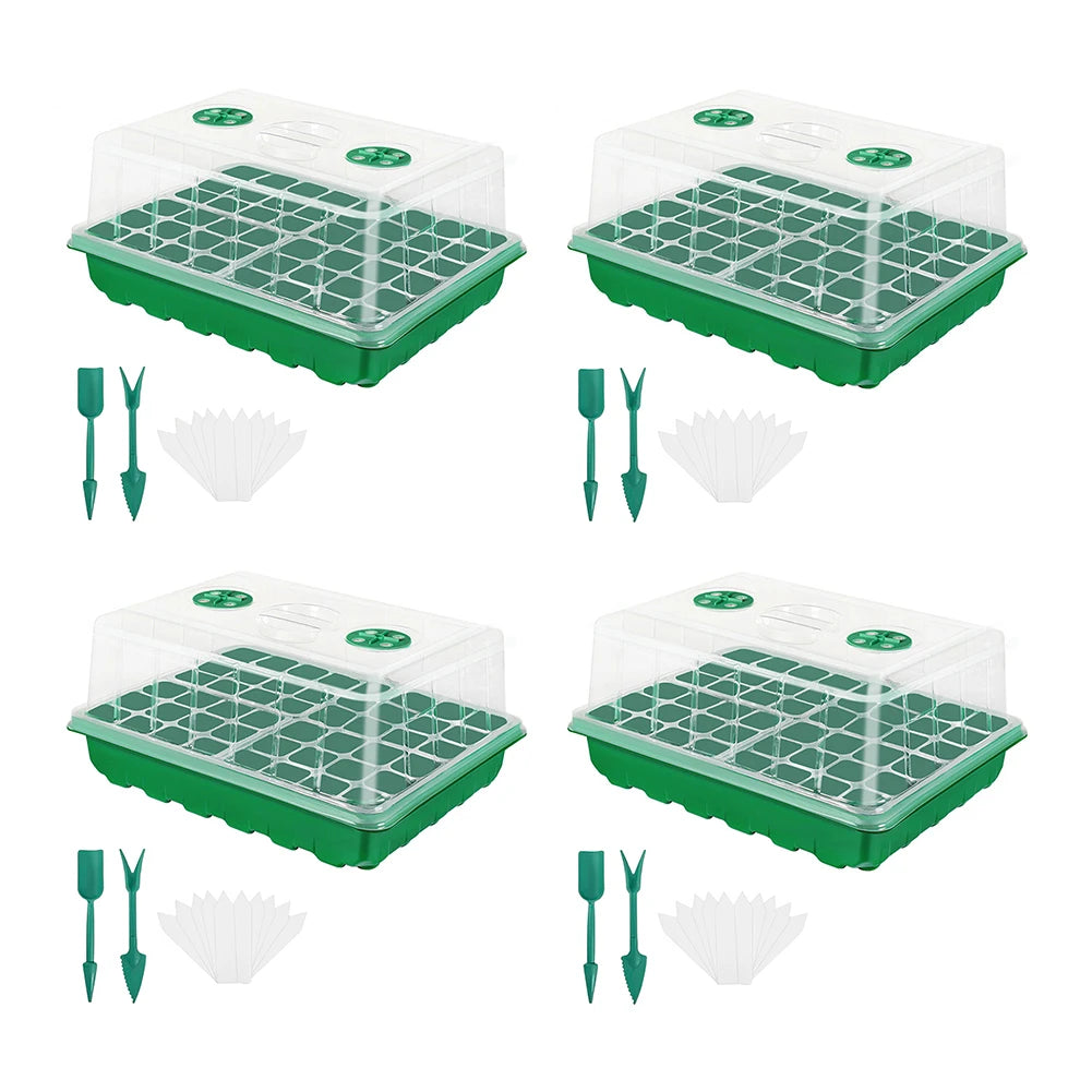 24/48 Holes Seedling Tray Kit with Adjustable Ventilation Lid Seed Starter Germination Box for Balcony Indoor Planting Transpla
