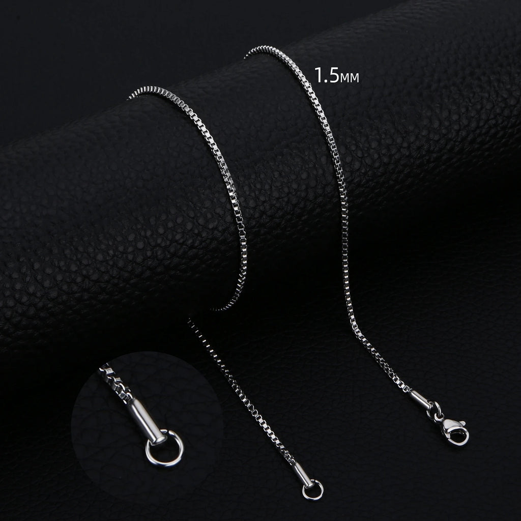 HIYEE 1.5 To 3 MM Thick Stainless Steel Box Chain Necklaces For Men And Women Jewelry Link Chokers With 18 To 24 Inches