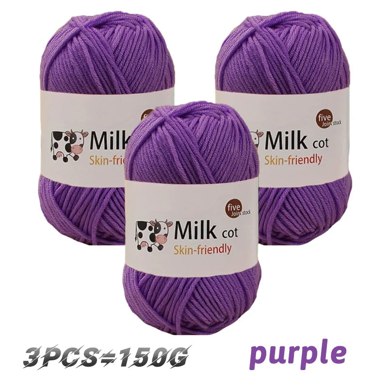 150g Milk Yarn Handmade Medium Coarse DIY Weaving Yarn Ball for Knitting Sweaters Hats Scarves and More