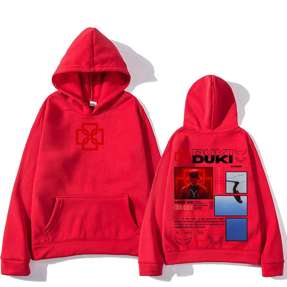 Rapper Duki Ameri Hoodies Men's Women Clothing Fashion Hip Hop Oversized Hooded Sweatshirts Unisex Casual Long Sleeve Pullovers