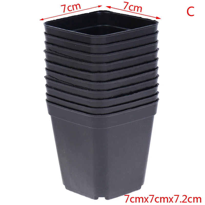 10 Pcs Black Flower Pots Plastic Pots Small Square for Succulent plants