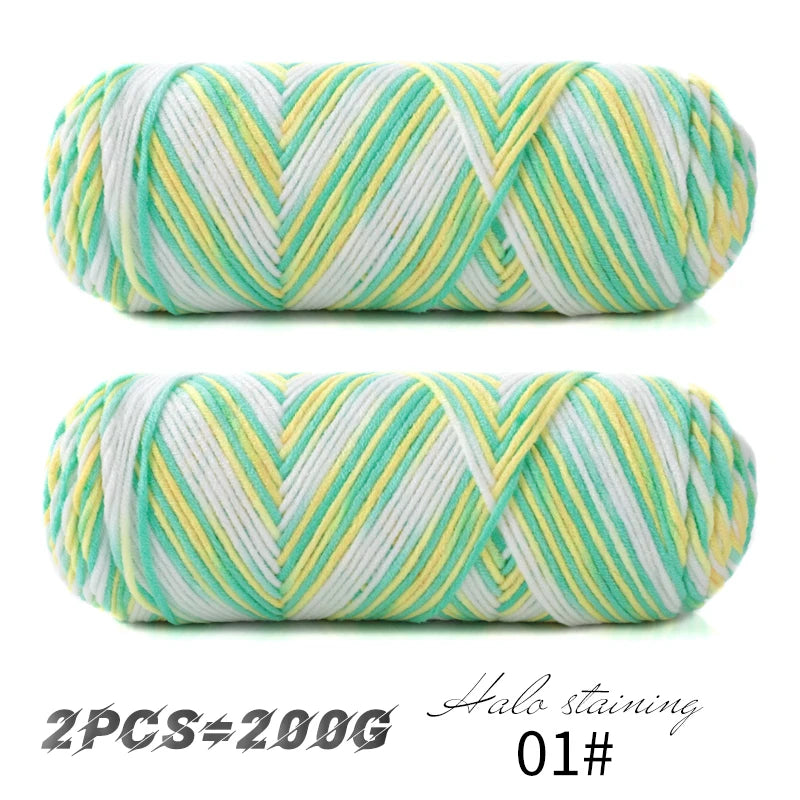 Colorful 5 Strand Dyed Milk Cotton Baby Sweater Yarn for Handmade DIY Woven Scarves and Crochet Projects