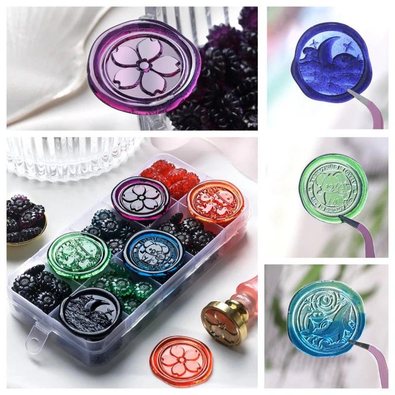100pcs Translucent Sunflower Wax Grains Translucent Sunflower Stamp Material Full Set of Invitations Invitations Sealing Wax - Winord