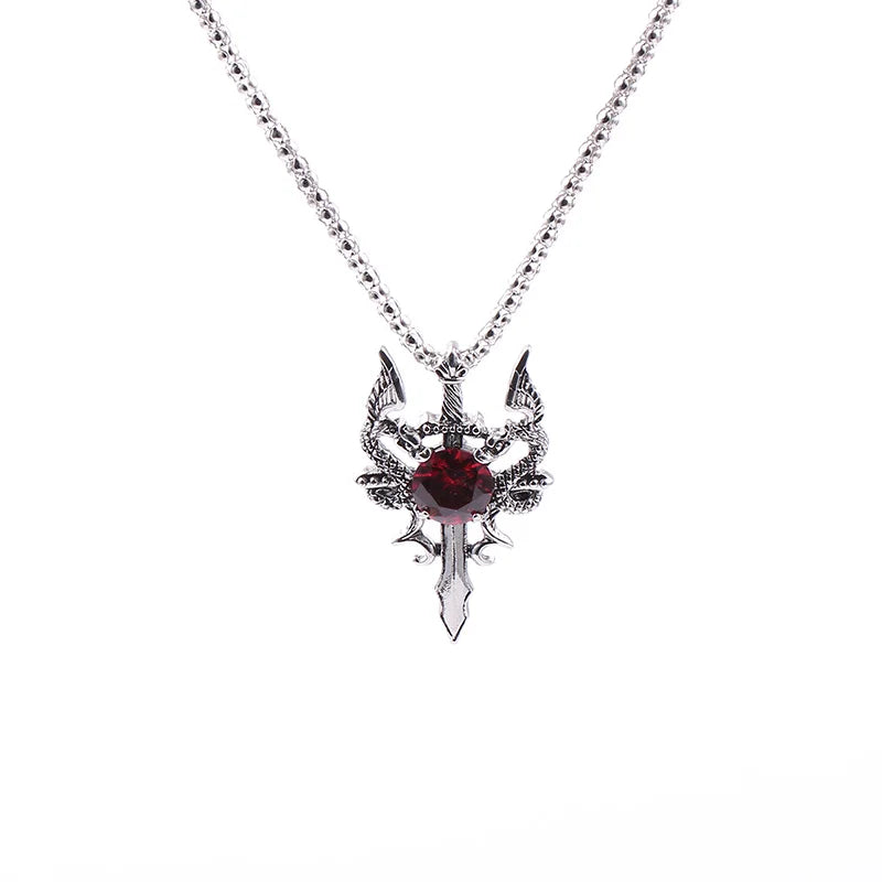 Creative Fashion Dragon Sword Cross Pendant Hip Hop Punk Necklaces for Men Jewelry Accessories Party Anniversary Gift