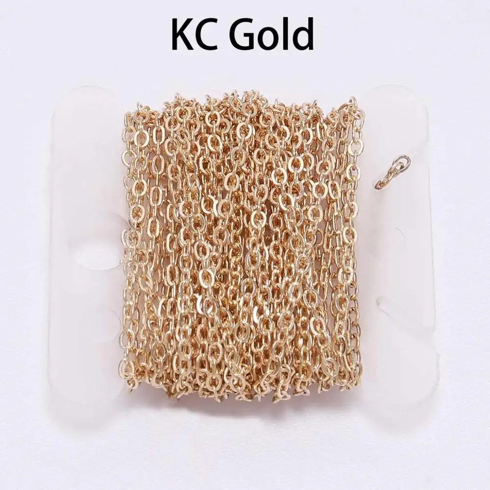 5m/5.47yards 1.5 2.0 2.5 mm Copper Bronze Oval Link Necklace Chain Bulk Brass For Jewelry Making DIY Materials Findings Supplies
