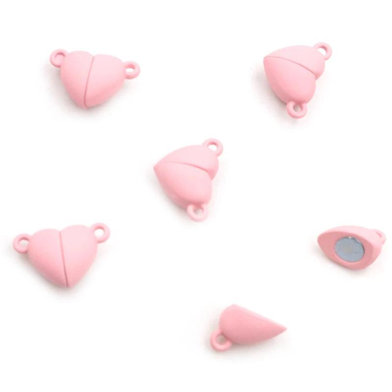 5 Sets  Love Heart Round Shaped Magnetic Connected Clasps Beads Charms End Caps for DIY Couple Bracelet Necklace Making